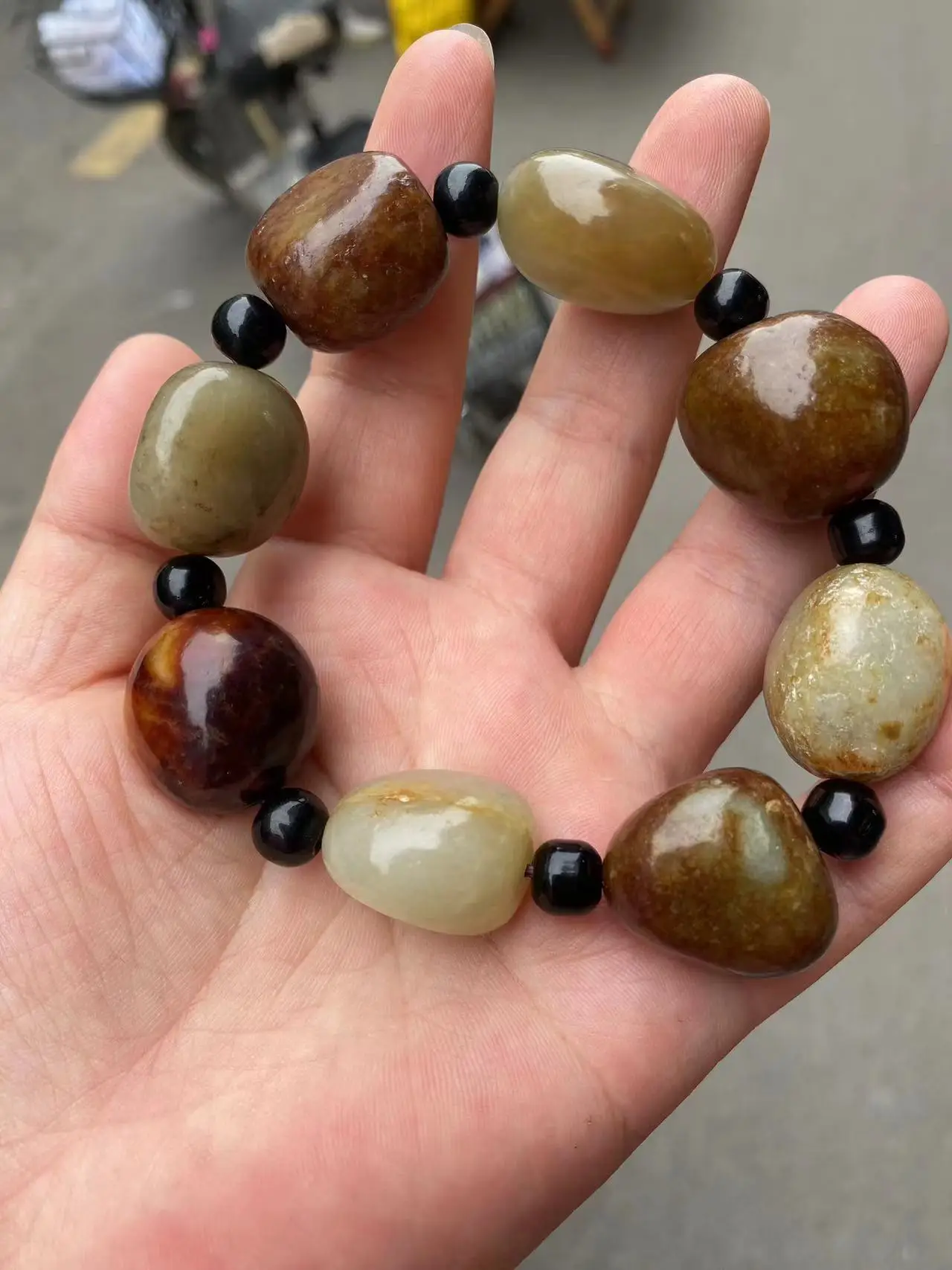 Real jade bracelet Natural Hotan Jade Bracelet necklace DIY Handmade men and women style Exquisite bracelet