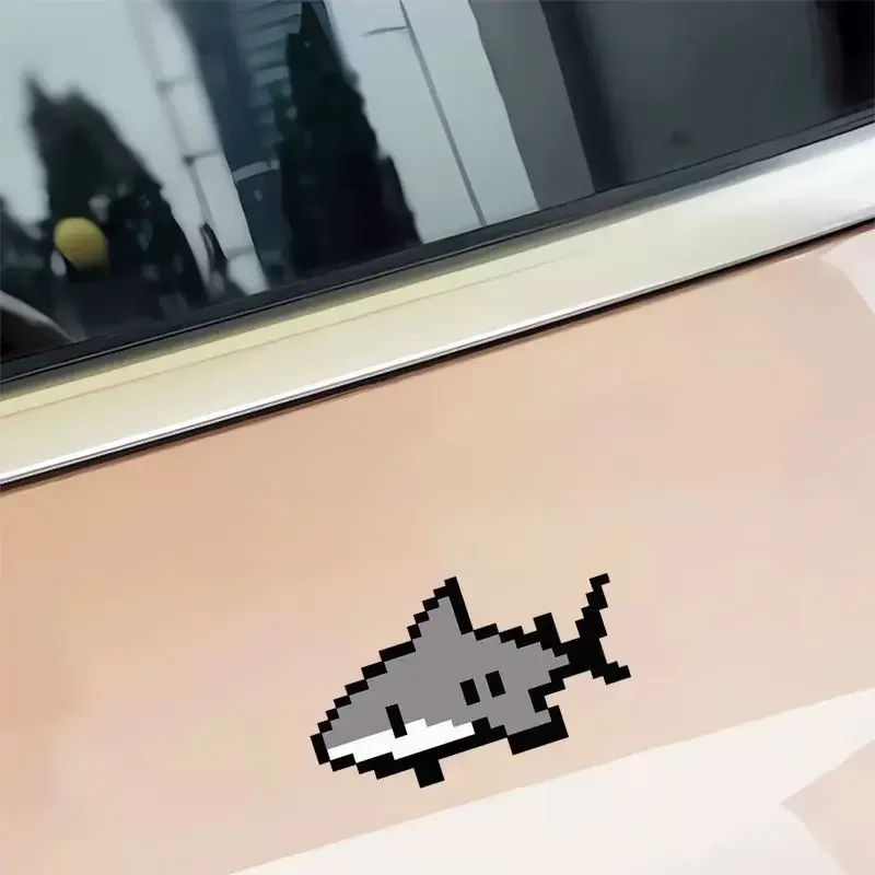 Pixel Shark Vinyl Sticker Cute Waterproof Decal For Car Motorcycle Scooter Laptop Exterior Decor Accessories