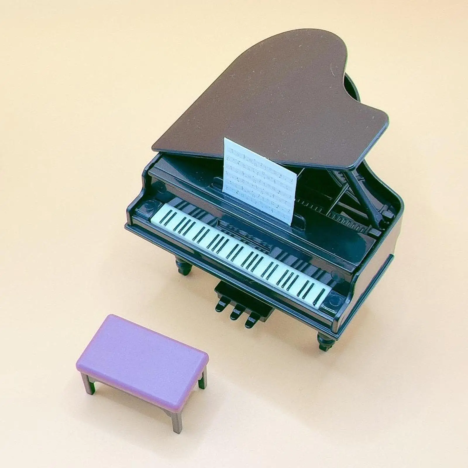 Dollhouse Piano with Stool Set Furniture Elegant Simulation Grand Piano for 1:12