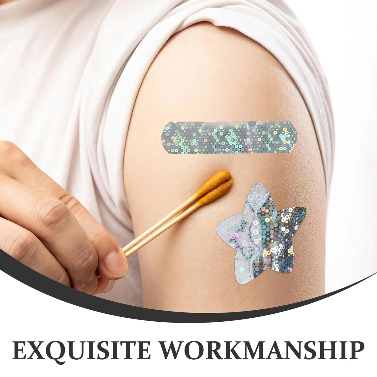 20/40 Stück Combo Star Glitter Haftpflaster, atmungsaktiver Verband, Erste-Hilfe-Wundversorgung für alle Altersgruppen, Einzelverpackung, tragbar – Detail 3