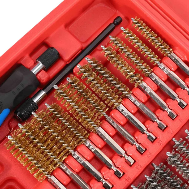 38Pc Brush Set Cleaning & Decarbonising Injector Tool Kit Steel Nylon Brass Cleaning Brush Set