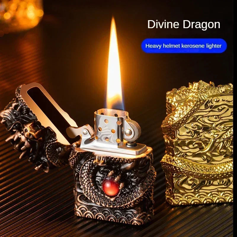 Metal Kerosene Lighter Cigarette Torch Lighter Windproof Smoking Accessories Relief Dragon Lighters Smoke Cigarettes Men\'s Gift