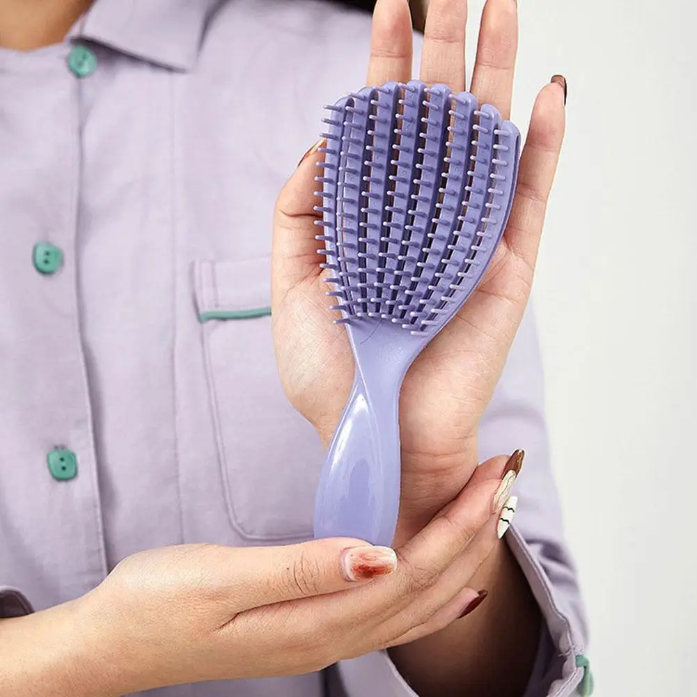 Portable Hair Comb Elastic Hollow Massage Fluffy Comb Pure Anti-static Color Massage Comb Non-knotting Home Flexible R5B6