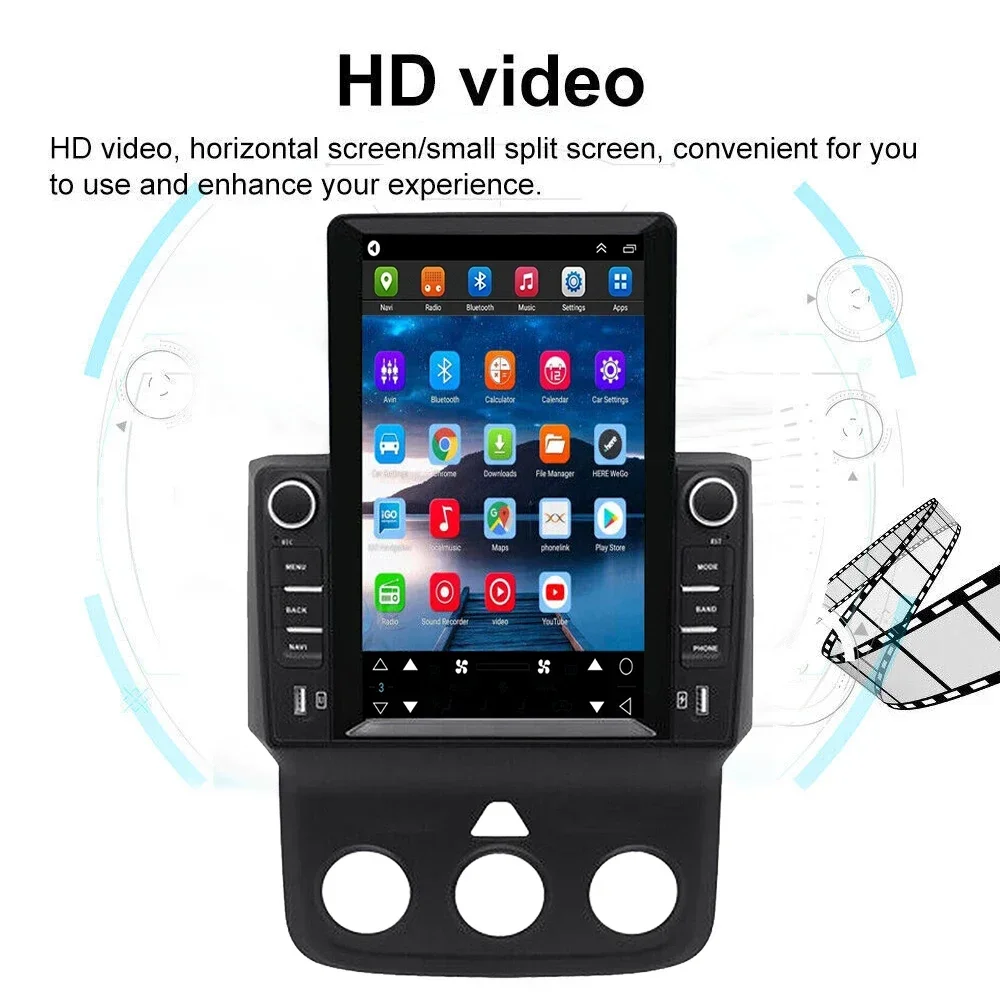 كاميرا احتياطية 12 ليد تعمل بنظام أندرويد 14 ملاحة السيارة 9.7 بوصة لدودج رام 2013-2019 مع carplay ووظيفة أندرويد التلقائية 2 + 32G