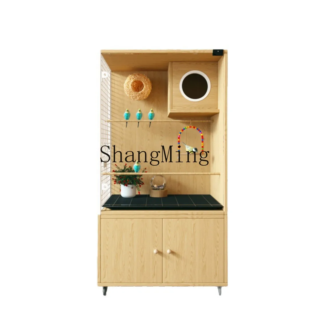 

ZYY Parrot Bird Villa Solid Wood Large Bird Nest Large Space Glass Transparent Breeding Cage Solid Wood