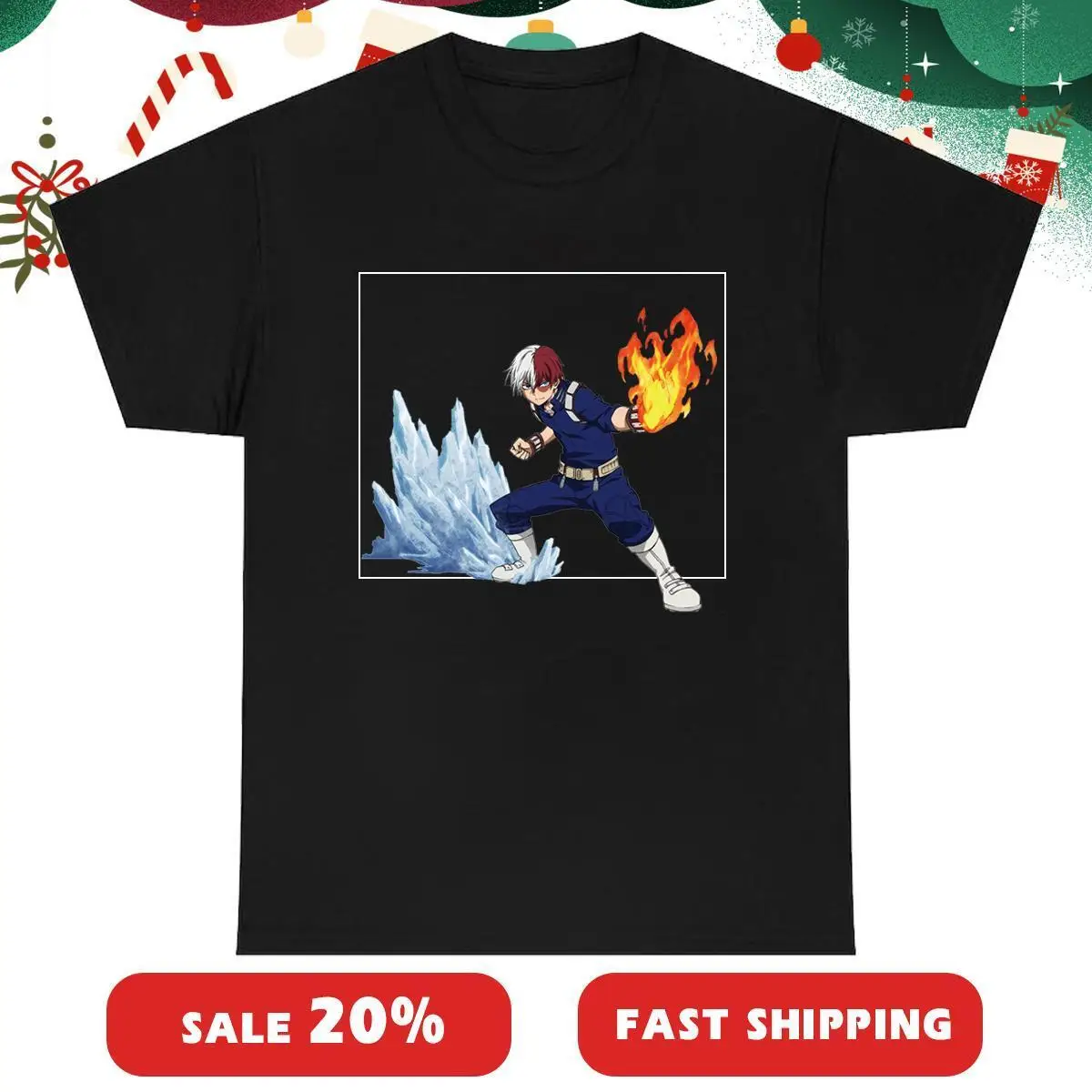 Todoroki Shoto Anime T-shirt Graphic Black Unisex Tshirt S-3XL