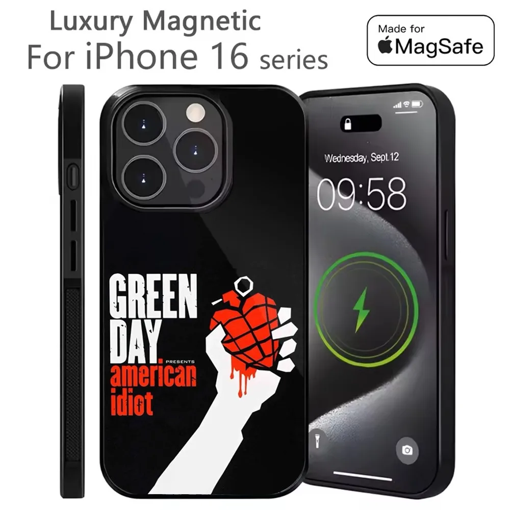 

G-Green Day Band Phone Case For iPhone 16,15,14,13,12,11,Plus,Pro,Max Mini Magsafe Magnetic Wireless Charging