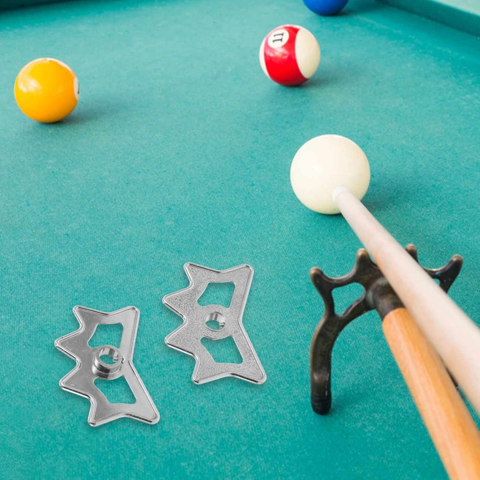 

2pcs Pool Table Sticks Rack Billiards Cue Bridge Holder Silver Metal Durable Lightweight Compact Fits Most Cues Accessories Game
