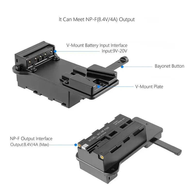 PHILE-NP-F970 Battery To V-Mount Plate F550 For Neewer Camera Monitor LED Video Light For Dj DJI