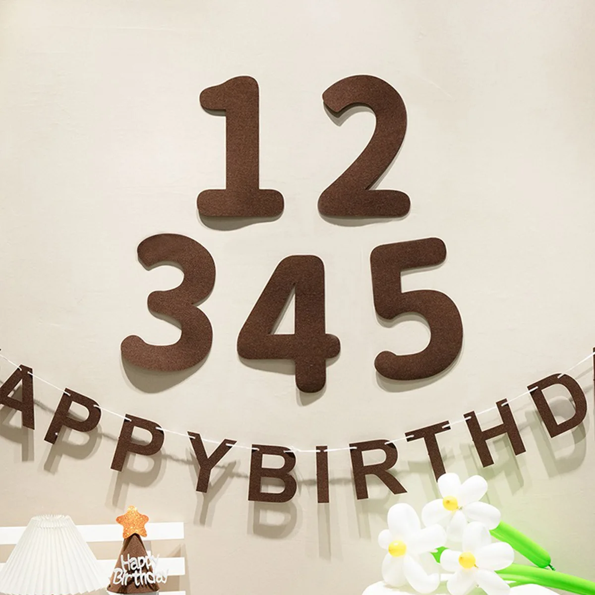 لافتة عيد ميلاد ورأى رقمية لتزيين حفلات أعياد الميلاد السعيدة، كرة صوف معلقة على العلم الوطني، مستلزمات أعياد ميلاد الأطفال #2