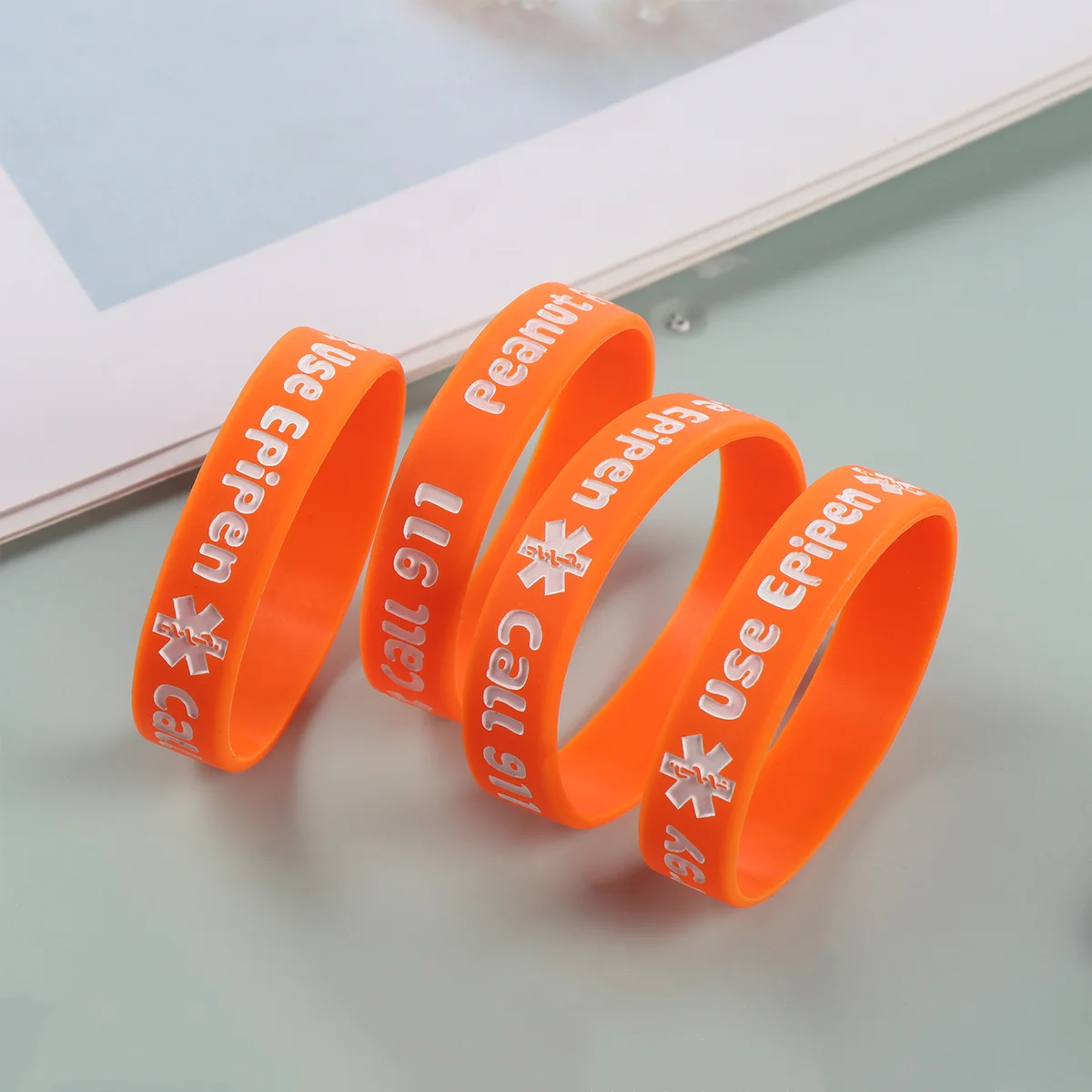 4pcs Silicone Bracelet Medical Warning Hand Strap Children Bracelet Wristbands Decoration Kids PVC Bracelet Hand Rings