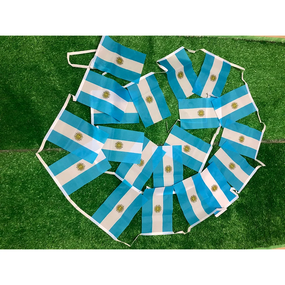 Argentina bunting flags 14x21cm 20pcs/lot polyester flying Pennant  Argentina String Banner Buntings Festival Party