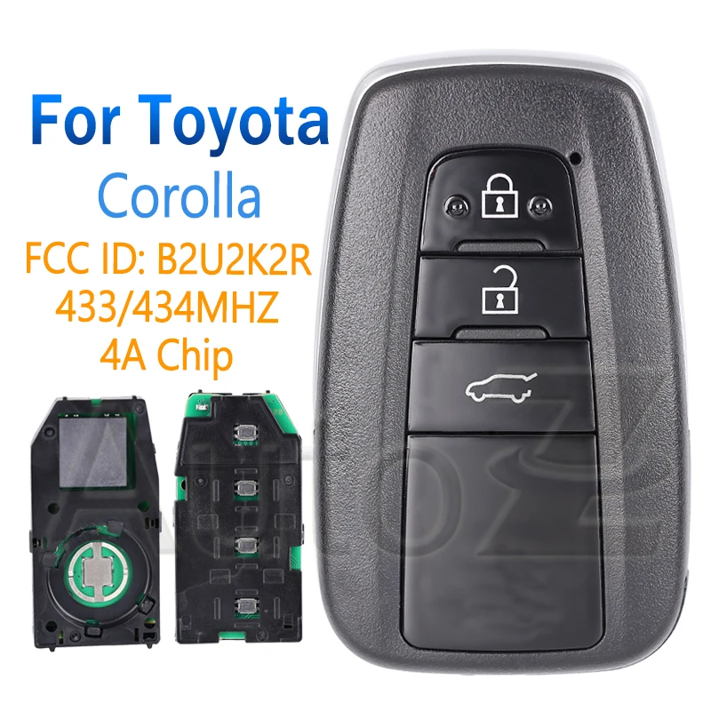 For Toyota Corolla 2018-2021 Smart Car Key 433/434MHz 4A Chip B2U2K2R HITAG AES NCF29A1M 8990H-02050 Keyless Go Auto Remote Key