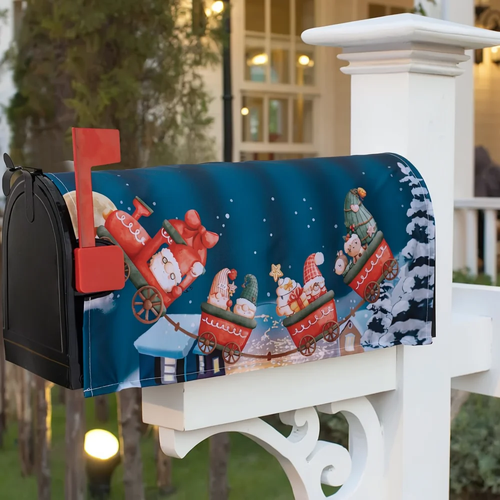 For Haobeishu Christmas Mailbox Decor Holiday Outdoor Yard Decoration Cartoon Design Oxford Fabric Festive Box Wrap