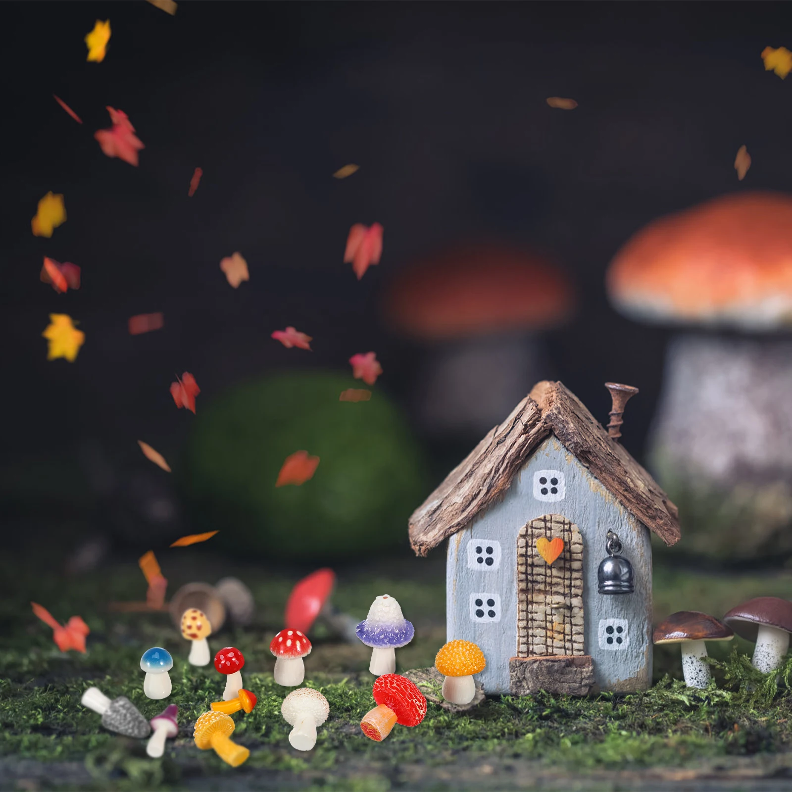 

12pcs Simulated Jungle Mushroom Resin Tiny Mushrooms Lifelike Mini Garden Decoration Mushroom Ornament Micro Landscape