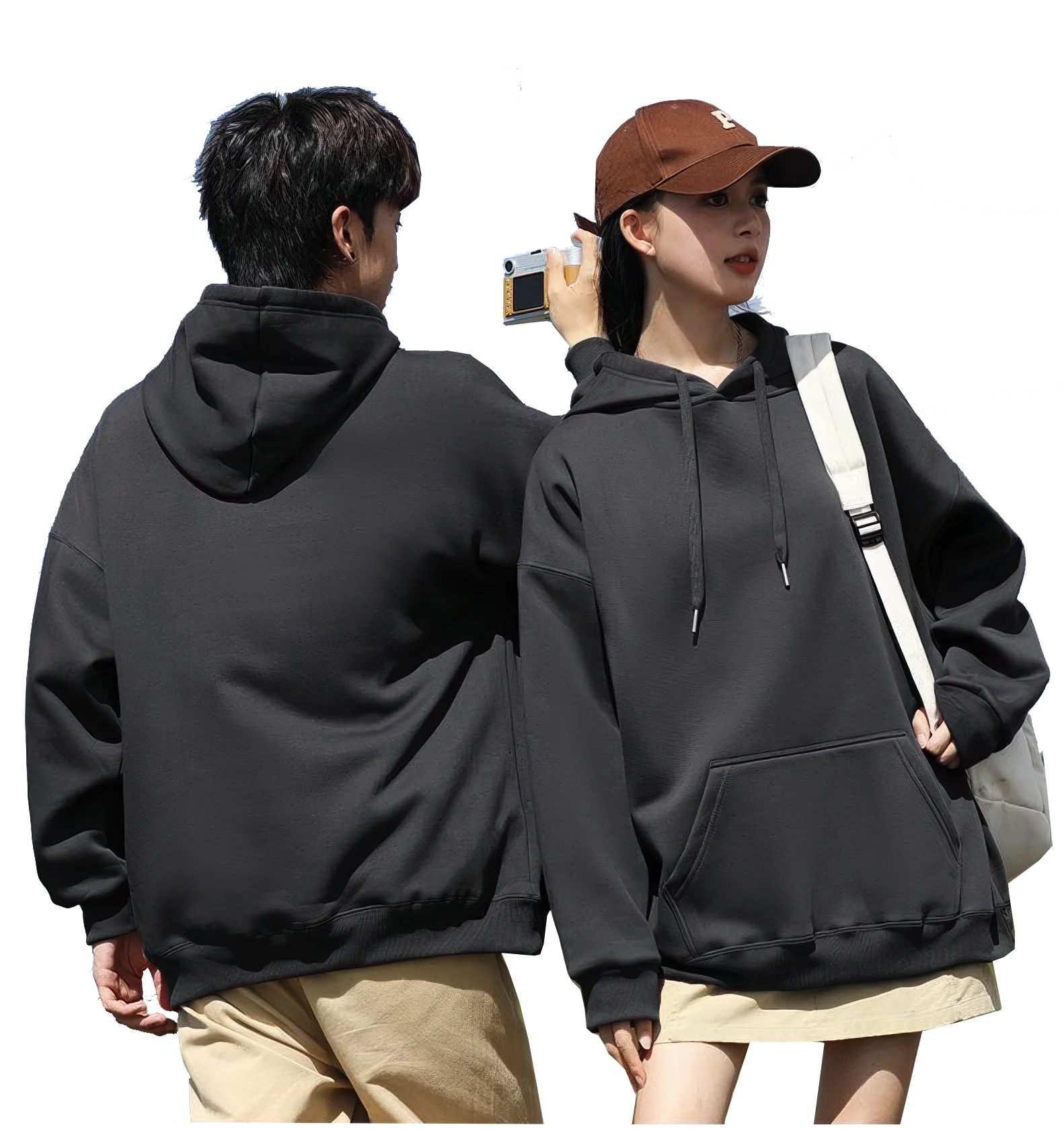 New Winter Custom Graphic Men's Plush Hoodies Drop Shoulder Thick Women's Sweatshirts Personalized Print Casual Cotton Pullovers