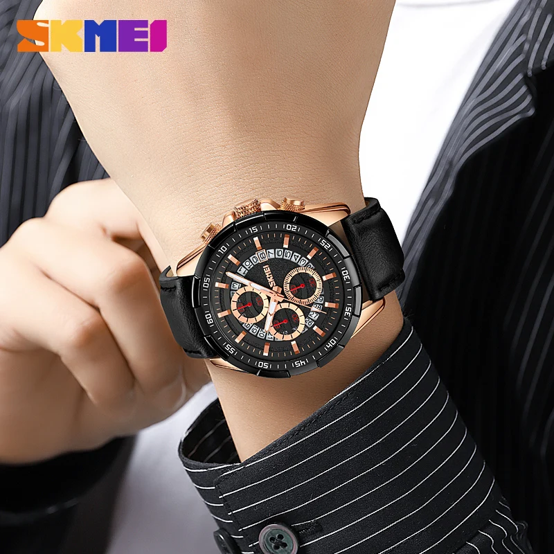 SKMEI 9312 Relogio Masculino ساعات رجالية فاخرة كوارتز ساعة اليد التقويم مضيئة ساعة رجال الأعمال ساعة عادية للرجال #4