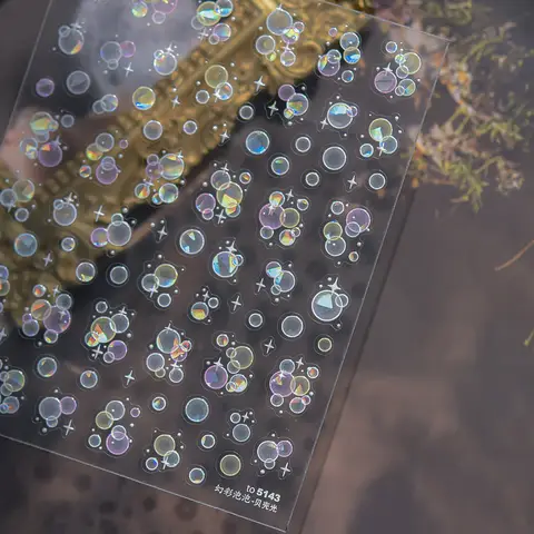 Kleurrijke Water Bubble 5D Nail Art Stickers Goudvis Koi karper Dromerig Gepolariseerde Dromerige Zelfklevende Delicate Manicure Decals