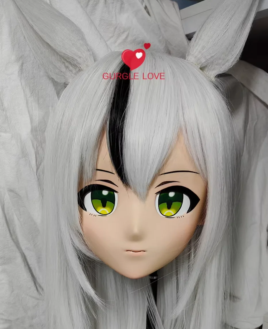 

(GLb0358)Customize Character Female Girl Resin Half Head Crossdress Cosplay Japanese Anime Role Kigurumi Mask With Eyes And Wig