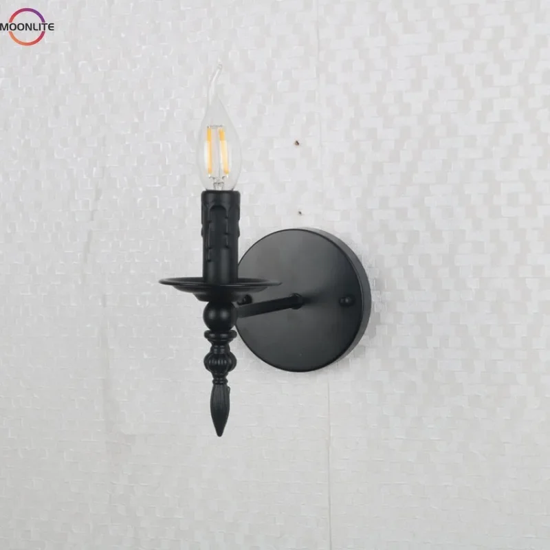 Vintage wall lamp Iron single head candle wall lamp living room bedroom wall decoration home lighting