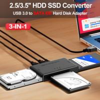 3-IN-1 USB3.0 to SATA IDE Hard Disk Adapter 2.5/3.5'' HDD SSD Optical Drive Data Transfer Converter for Laptop Desktop Hard Disk
