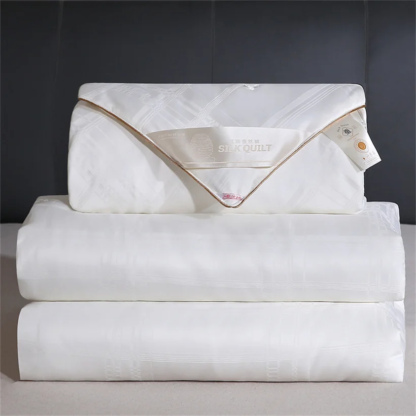 New Natural Mulberry Silk Comforter Luxury Duvet Insert Hand-made Twin Queen King Full Size Quilt Soft Blanket Jacquard Bedding