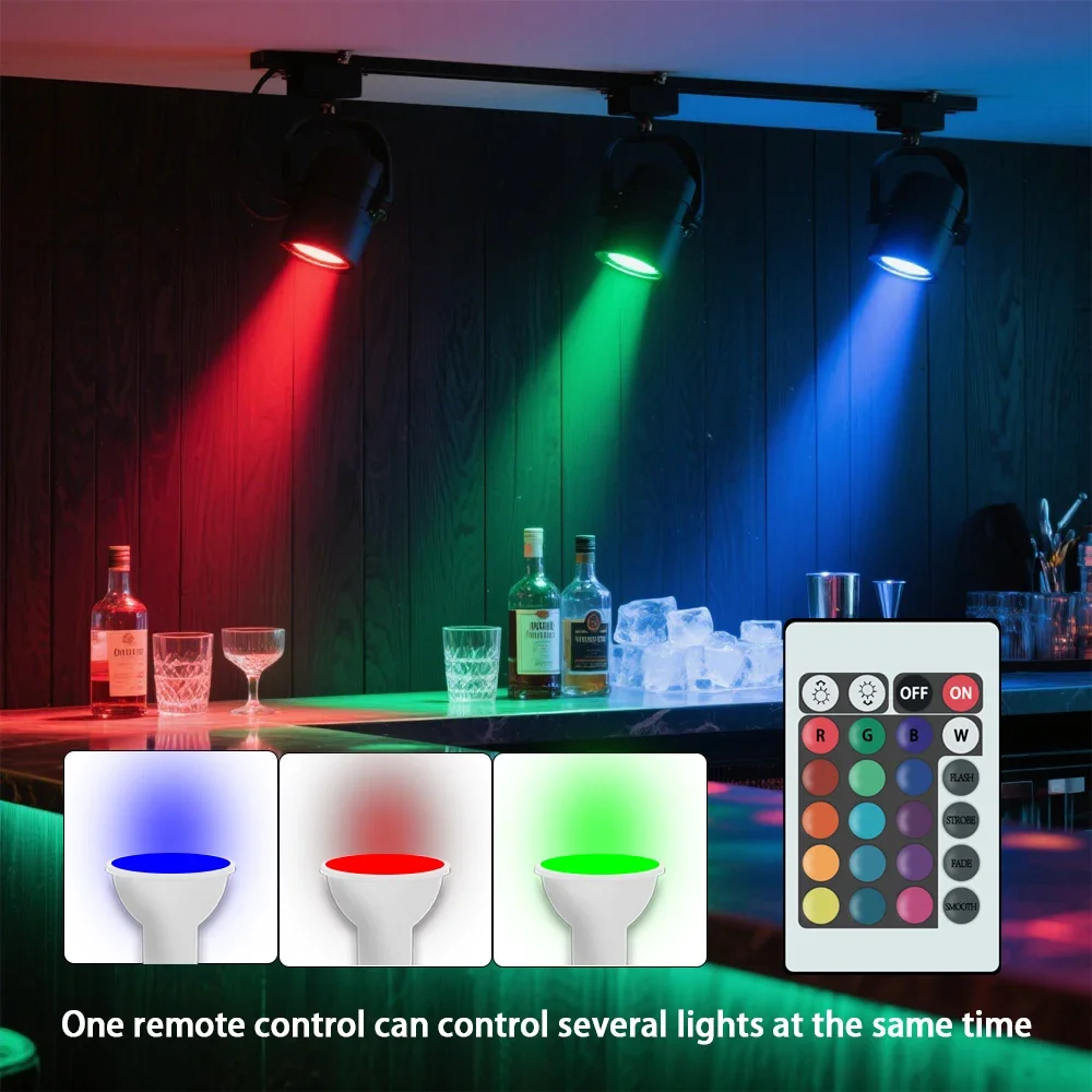 24-key remote control GU10 spotlight atmosphere light 16-color RGBLED multi-color bulb 85-265V home lighting dimmable