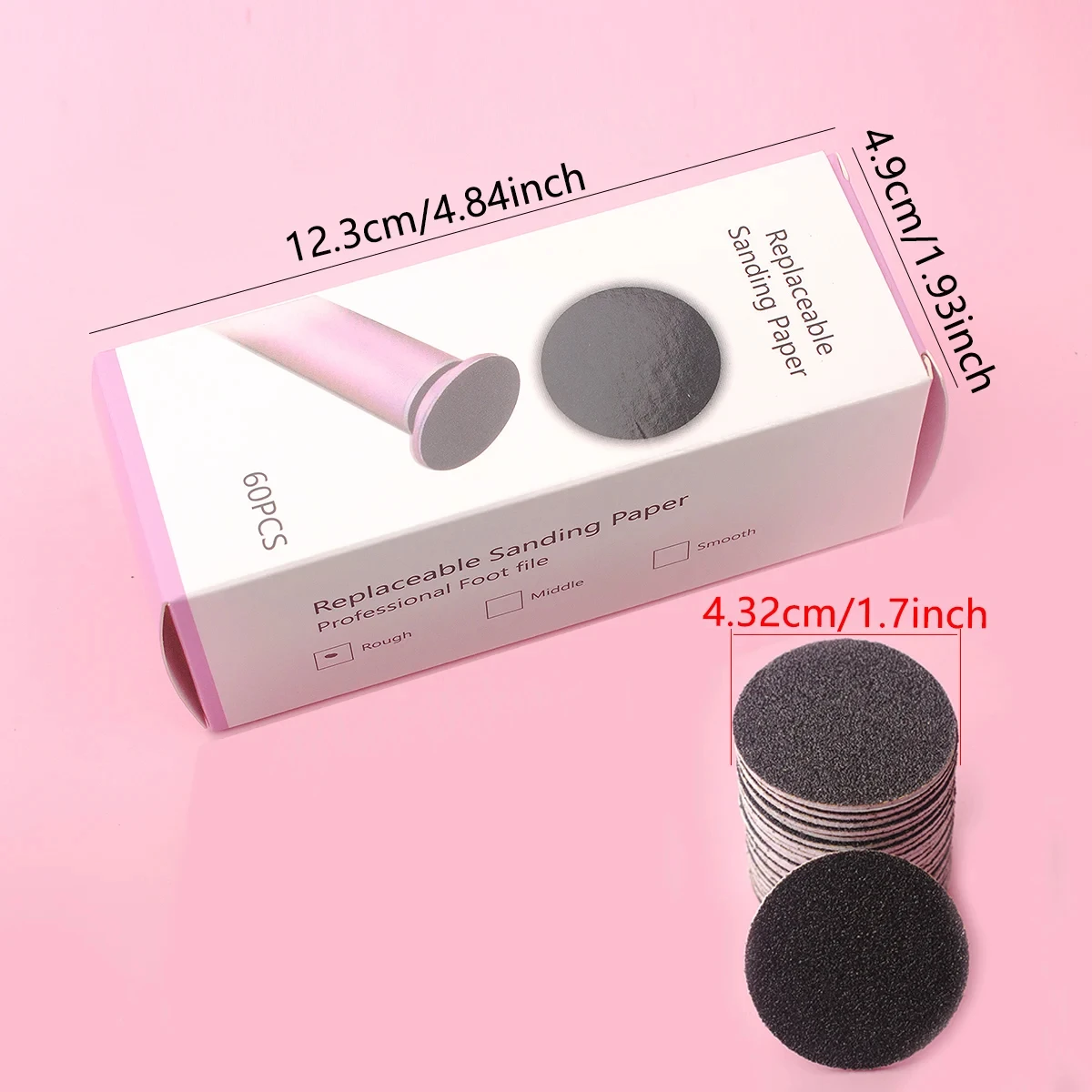 43mm 60pcs/Box Foot Dead Skin Sandpaper For Electric Nail File Cuticle Callus Replaceable Sanding Paper Professional Pedicure image 6