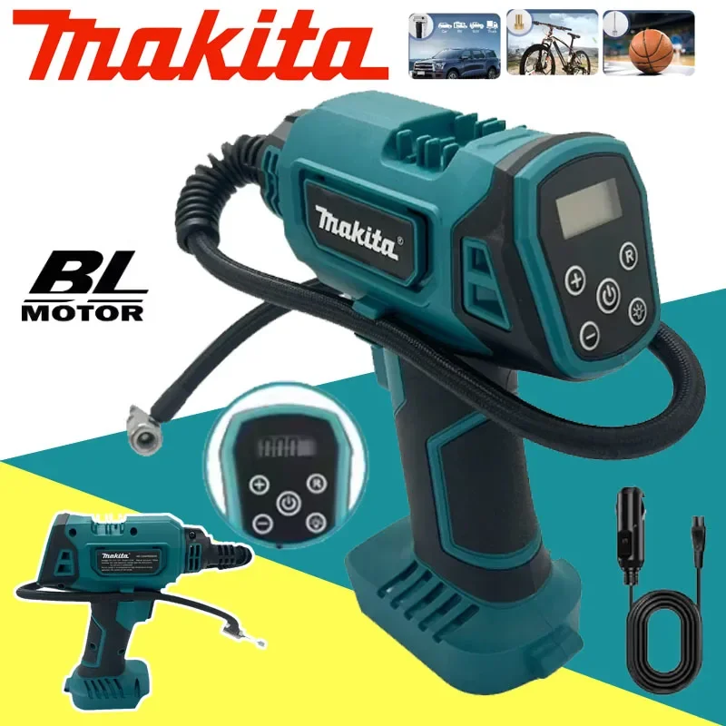 

Компрессор Makita для автомобилей, беспроводной портативный электрический воздушный насос, 12 В, перезаряжаемый ручной воздушный насос для аккумулятора Makita 18 В