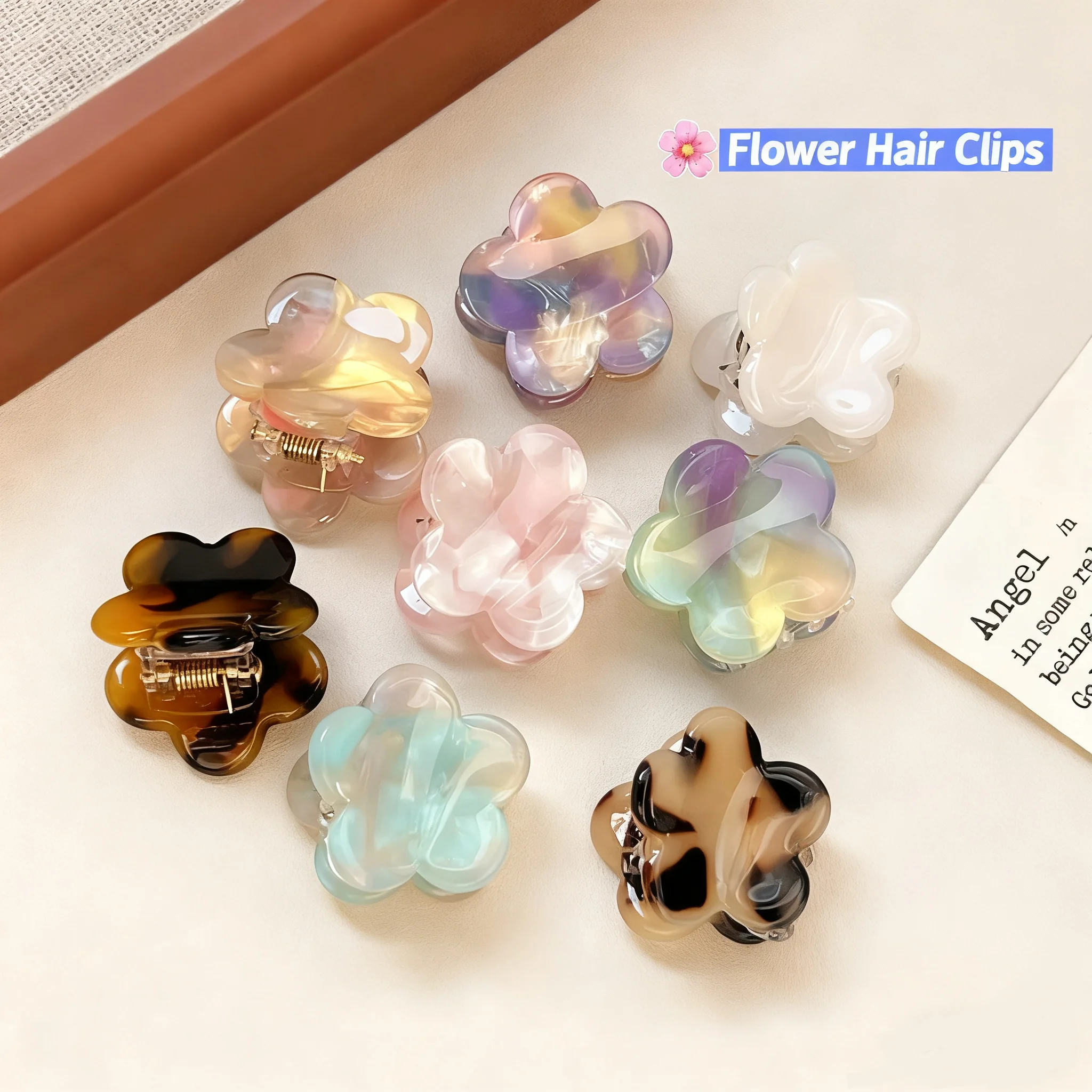 

Dongdaemun Flower Acetate Small Shark Clip Hairpin for Sweet and Cute Bangs and Side Hair Accessories for Women