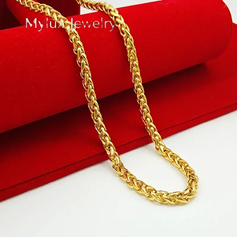 

Mylux Jewelry Men's 24K Gold (AU999) Twisted Rope Luxury Necklace | Solid gold 3D twist, chiseled geometric in matte finish