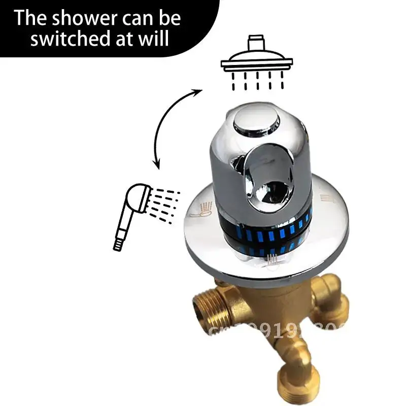 Brass Chromed Brass Handle Thermostatic Bath Waterfall Tap Mixer Bathtub Faucet Bathtub Faucet Cartridge For and Massage Shower