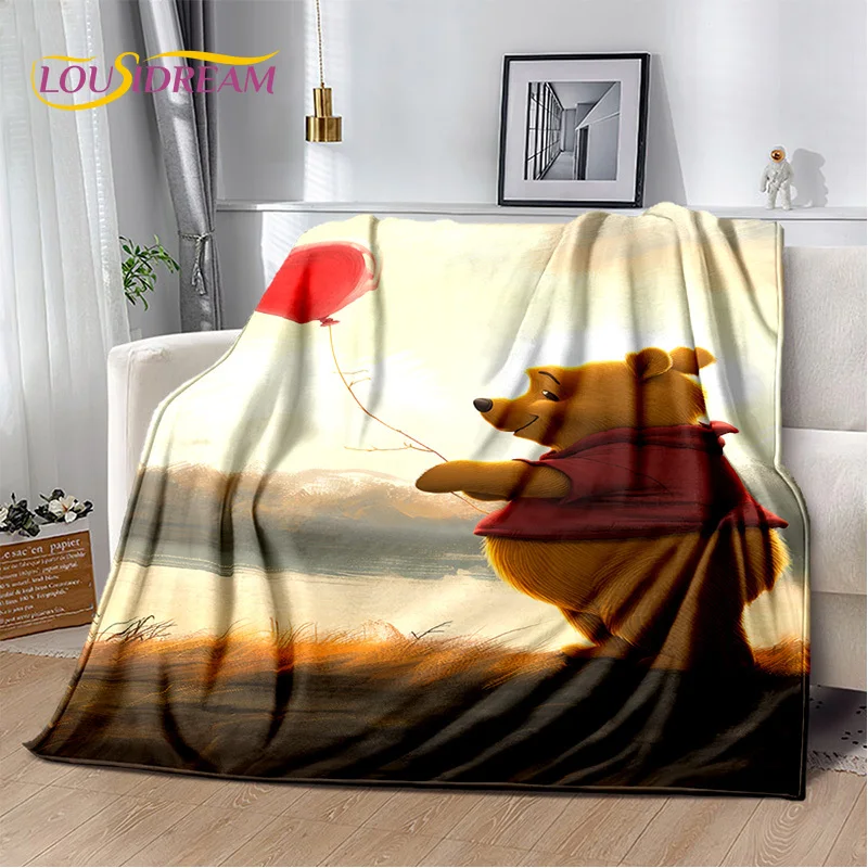 Cute Winnie Pooh Bear Cartoon Soft Flannel Blanket for Bed Bedroom Sofa Picnic,Throw Blanket for Outdoors Leisure Gift Kid Cover
