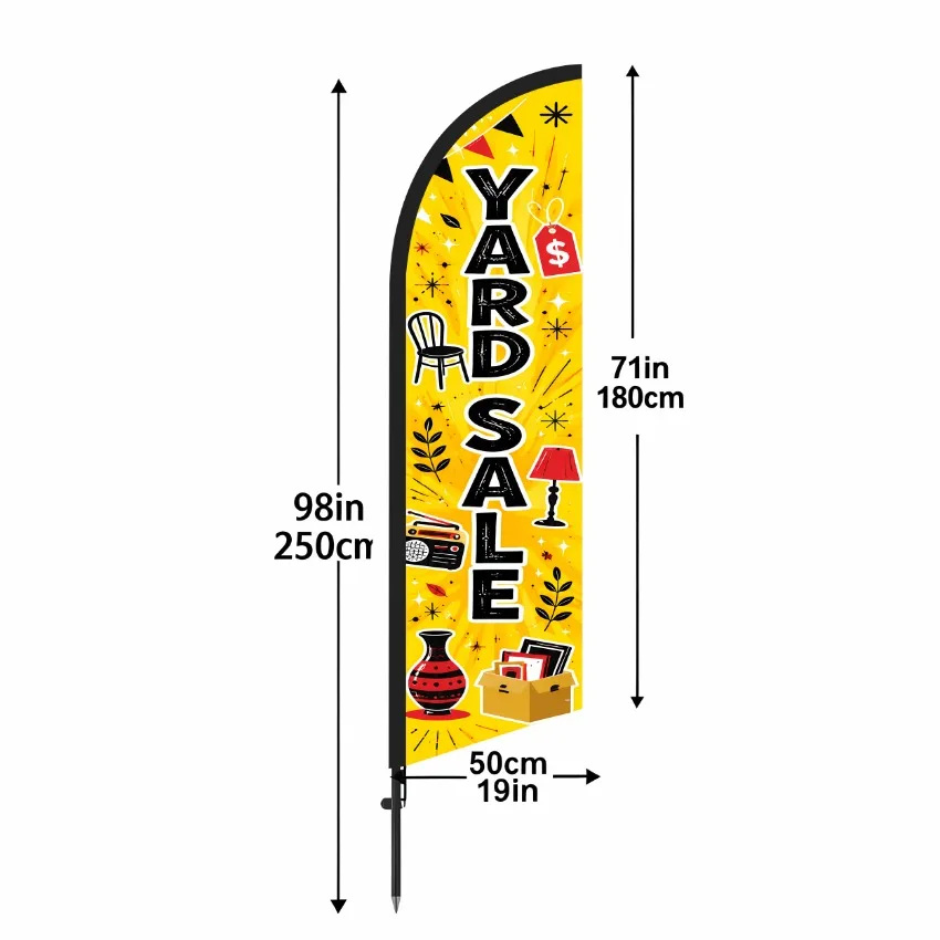 Outdoor Yard Feather Flag Polyester Advertising Banner for Courtyard Community Market Stall and Home Display