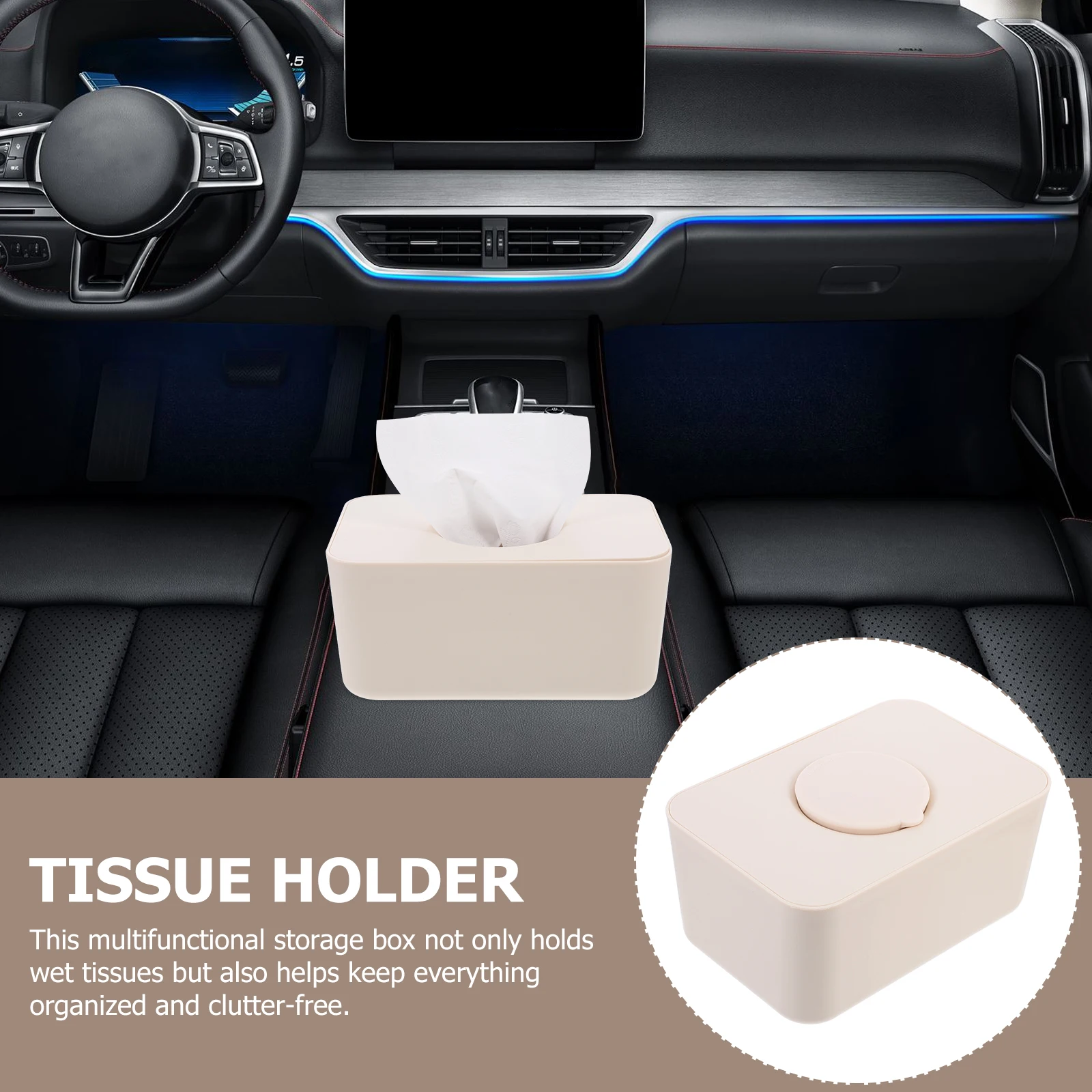 

Wet Tissue Wipes Dispenser Sealed Living Room Tissue Box Silicone Lid Storage Case Large Capacity Car Home Use