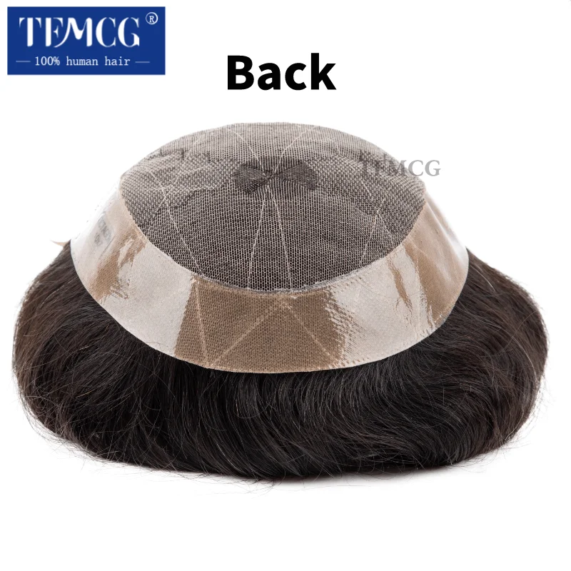 OCT- Male Hair Prosthesis Breathable Toupee For Men 100% Natural Human Hair Man Wig Lace & Pu Toupee Men 130% Density Male Wig