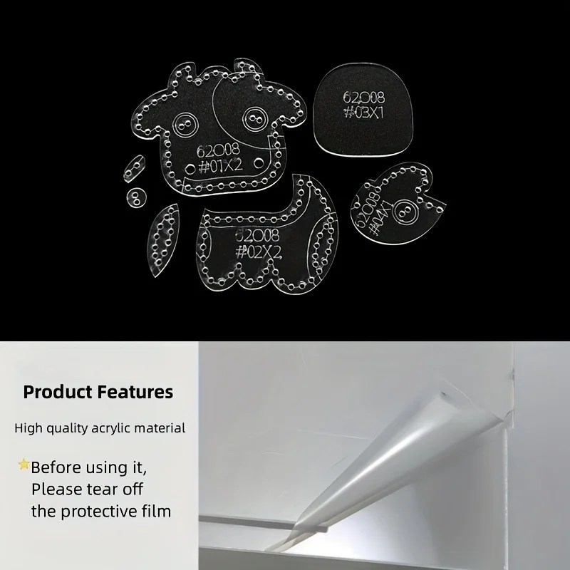 7pcs/set Cute Cartoon Cow Acrylic Template DIY Leather Hanging Ornament Pendant Stencil Tools Supplies for Accessories Making - view 6