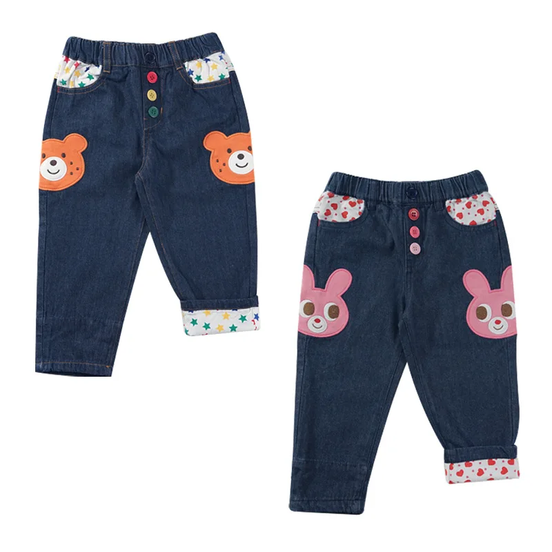 Spring and Autumn Boys Denim Pants Children's Cartoon Bear Rabbit Jeans Baby Girl Clothes Casual Pant Pantalones Japanese Kids