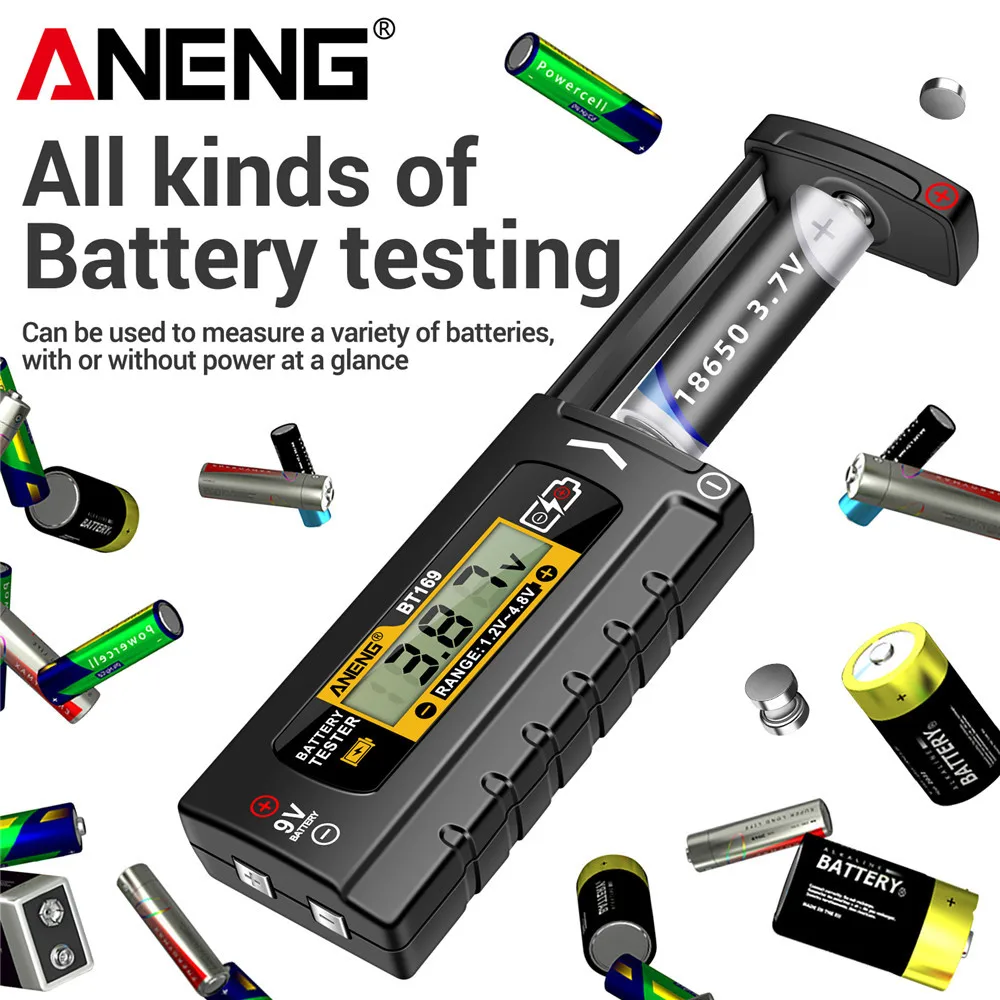 ANENG BT169 Battery Level Tester Digital Display Screen MultipleMeasurements No power required Portable ABS Plastic Tester Tools