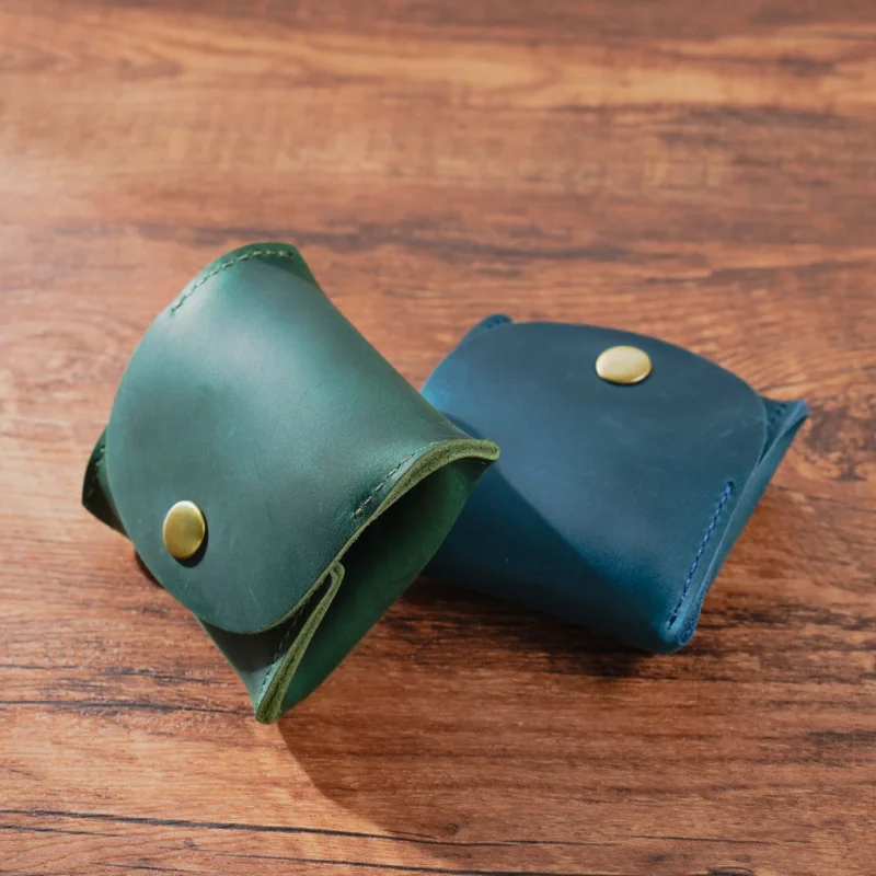 AIGUONIU โรงงานที่กําหนดเอง Handmade Vintage กระเป๋าสตางค์ Crazy Horse ของแท้หนังมินิเหรียญสําหรับบุรุษและสตรีกระเป๋าใส่บัตร