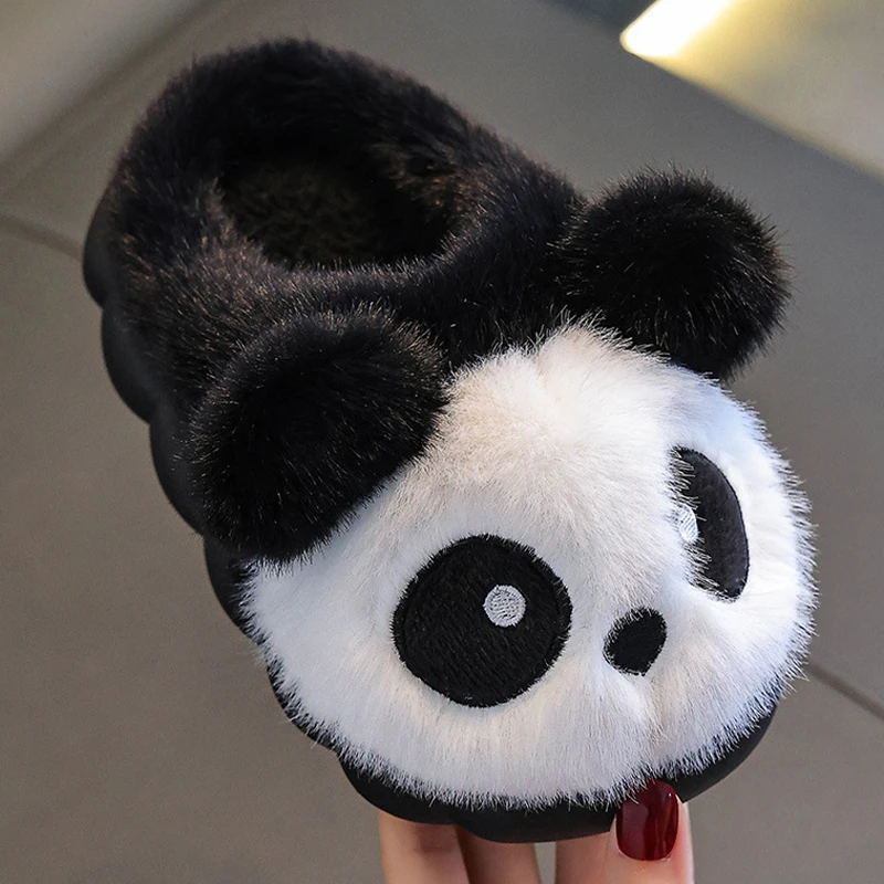 Winter Children Cotton Slippers Boys Warm And Plush Panda Slippers Cute Cartoon Girls Home Slippers