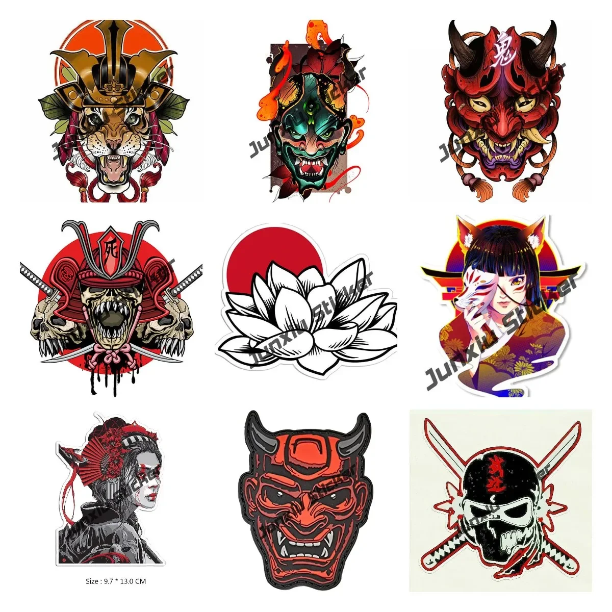 Ghost Fangs Warrior Japanese Skull Warrior Vinyl Car Decal Japanese Warrior Decal Devil Death Badge for Cars and Motorcycles