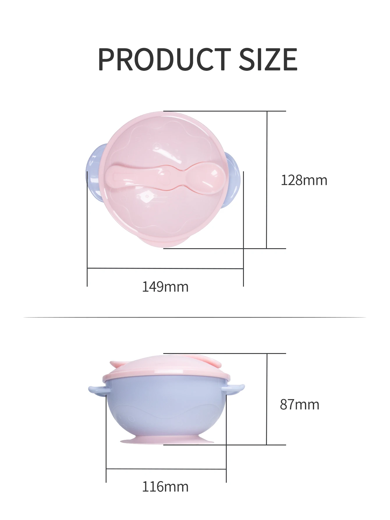 1-delige babytrainingskom, zuigkom voor babyvoeding met lepel, draagbare antislip siliconen zuigplaat voor peuters