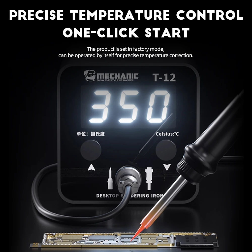 MECHANIC T-12 محطة لحام شاشة OLED الذكية 5 ثانية تسخين سريع لنصائح C210 التحكم الرقمي في درجة الحرارة ESD آمن