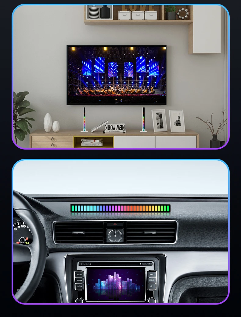 RGB Voice Control Synchronous Rhythm Light Internet Popular Colorful Music Ambient Light Car Desktop Induction Creative Led Pick