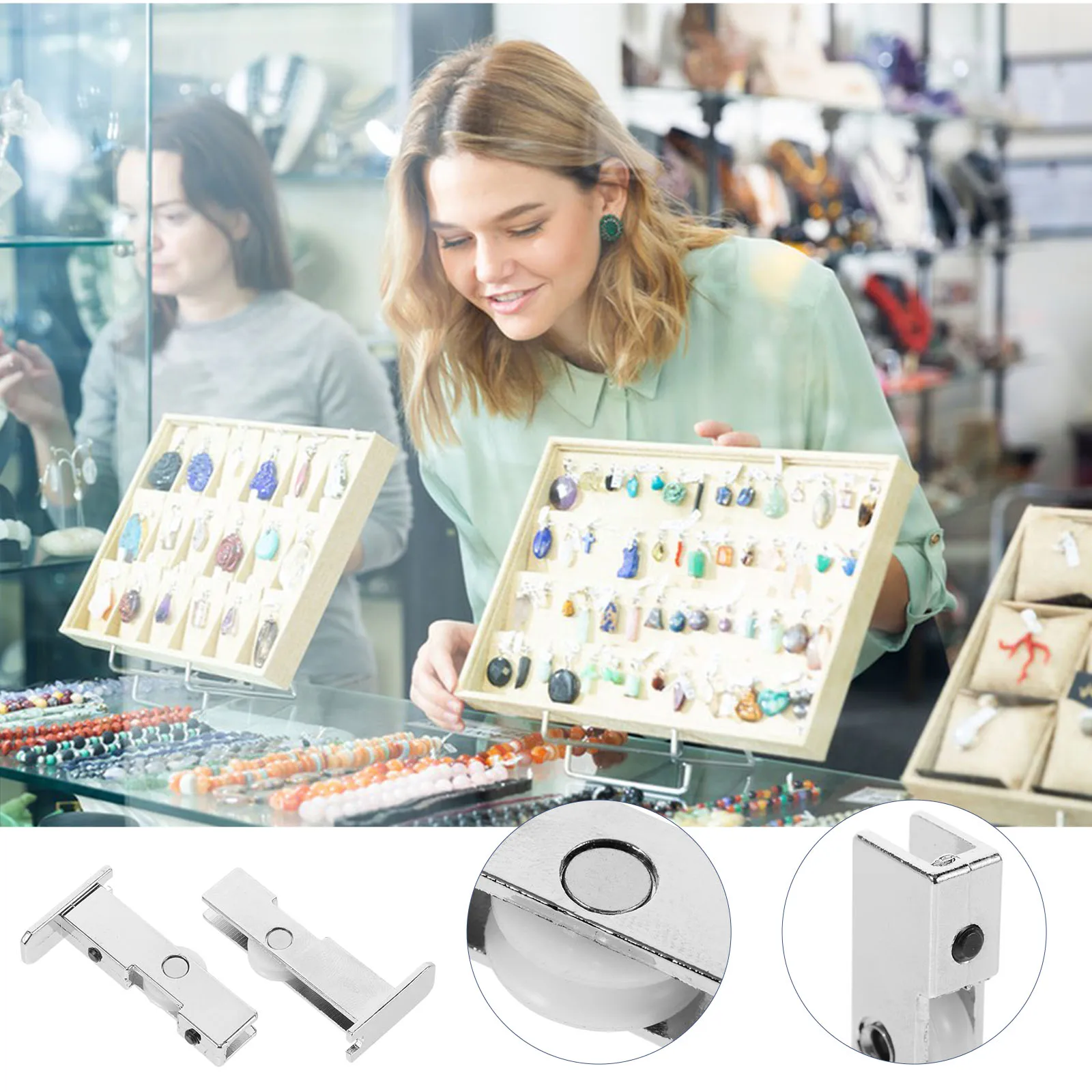 

1Set Sliding Glass Door Rollers Replacement Smooth Quiet Sliding Door Wheels Kit Durable Replacement Parts for Gates Cabinets