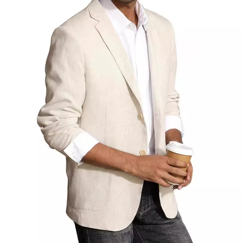 Blazers Coat Men Suits Office Double Buttons Turn Down Collar Pockets Casual Business Outerwear Blazer Suit Jacket Autumn 2025