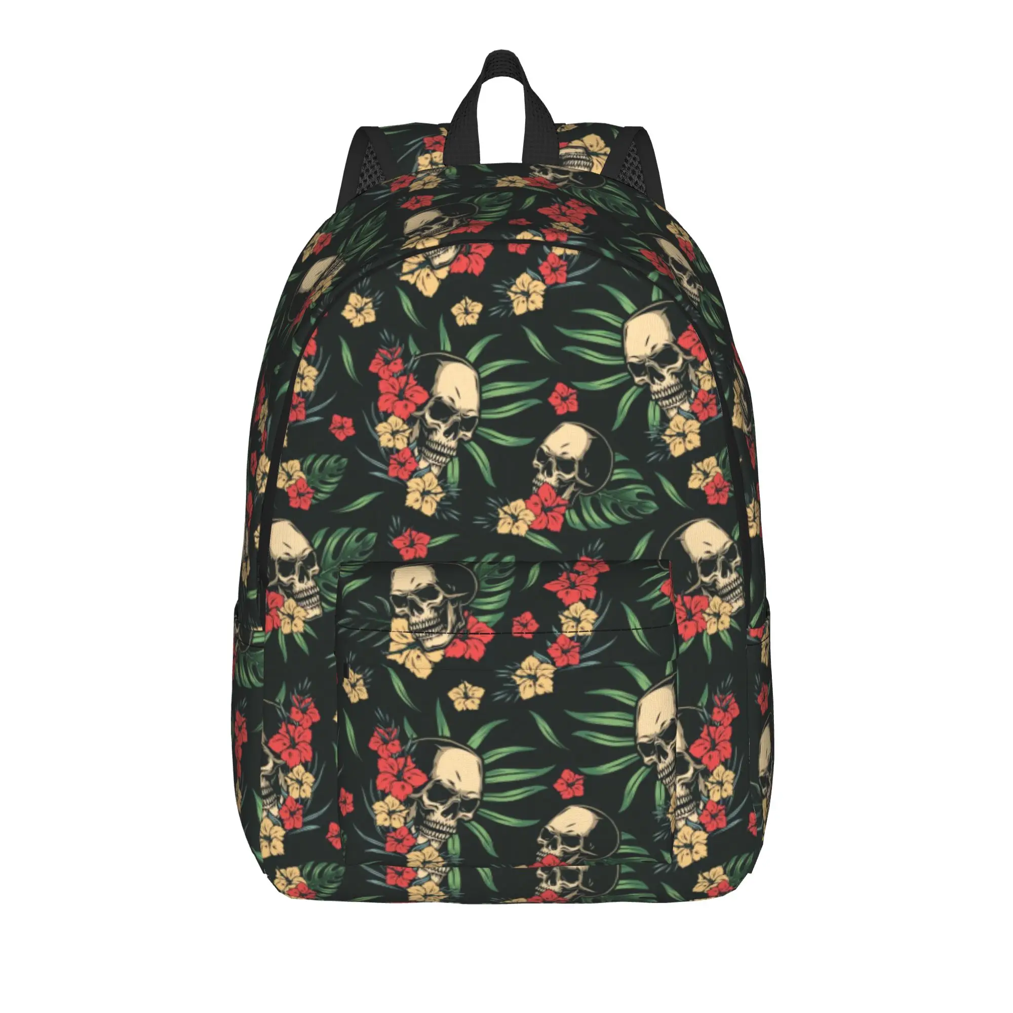 Vintage Tropical Skull    Backpack  Youth Polyester College Backpacks Pattern Kawaii High School Bags Rucksack