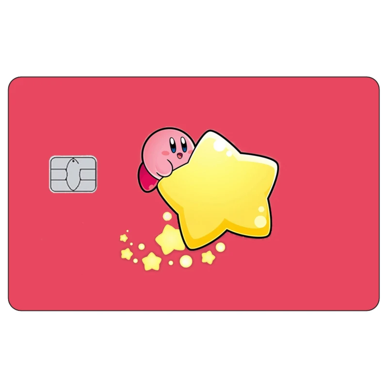 ملصقات جلدية لطيفة لبطاقة الائتمان، ملصق كيربي غير لامع مناسب لبطاقة البنك VISA JCB Master وبطاقات IC المغناطيسية الأخرى