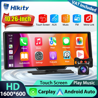 Hikity 10.26'' HD Car DVR Front Camera Car Monitor WIFI Android Auto Carplay Drive Recorder Dashboard Bluetooth FM Car Mirror